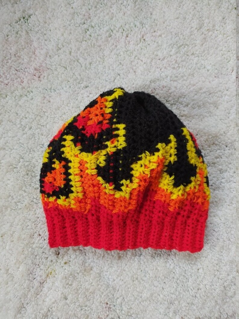 CROCHET PATTERN Crochet Flames Hat Pattern Crochet Hat Pattern Crochet Flames Beanie Pattern Crochet Beanie Child to Adult Sizes image 2