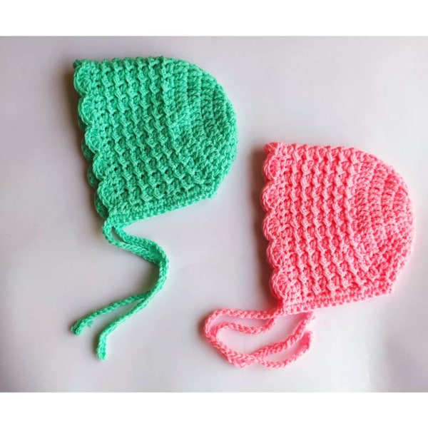 CROCHET PATTERN PDF - Crochet Baby Bonnet Pattern - Crochet Babygirl Hat - Baby Bonnet Pattern - Crochet Baby Hat for Beginners - Bonnet Hat