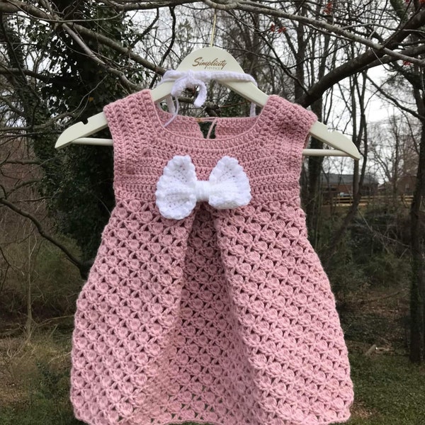 CROCHET PATTERN PDF - Crochet Baby Dress Pattern - Pleated Crochet Baby Dress Pattern - Crochet Baby Frock - Newborn Dress - Baby Pattern