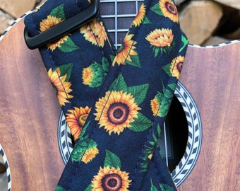 Sunflowers Ukulele Strap Ukulele Ukelele strap Ukelele Ukulele case handmade ukulele Vegan Tabs Ukulele Gurt Mandolin strap Banjolele