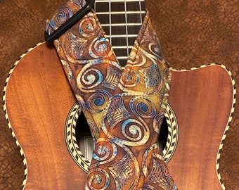 Swirl Brown Ukulele Strap Ukulele Ukelele strap Ukelele Ukulele case handmade ukulele Vegan Tabs Ukulele Gurt Mandolin strap Banjolele