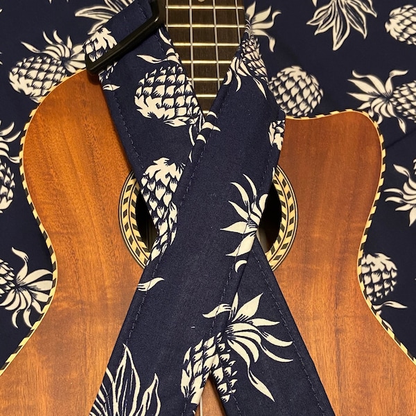 Tossed Pineapples Ukulele Strap Ukulele Ukelele strap Ukelele Ukulele case handmade ukulele Vegan Ukulele Gurt Banjolele