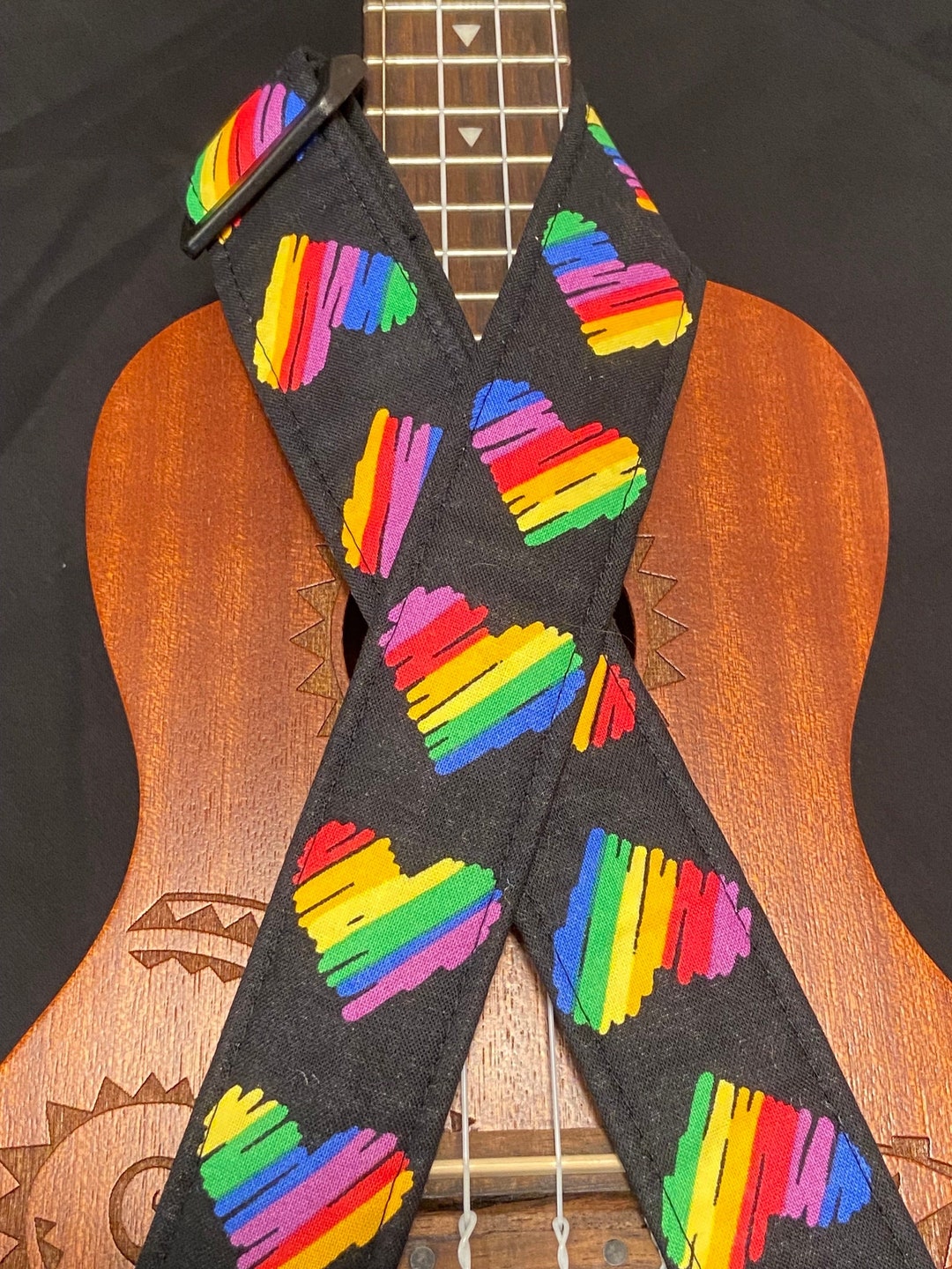 Rainbow Hearts Ukulele Strap Ukulele Ukelele Strap Ukelele Etsy