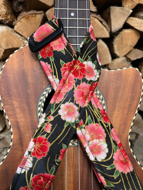 Download Ukulele Strap Asian Floral Hands Free Vegan Leather Etsy