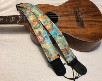 Tropical Turtles Ukulele Strap Ukulele Ukelele strap Ukelele Ukulele case handmade ukulele Vegan Tabs Ukulele Gurt Mandolin strap Banjolele