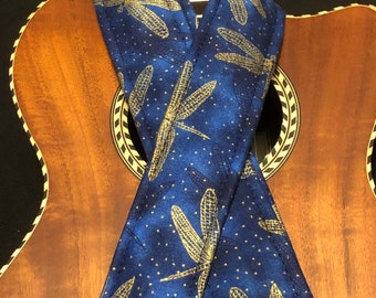 Golden Dragonfly Ukulele Strap: Handmade Vegan Cotton Banjolele Gurt