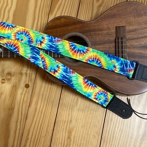 1970&#39;s Tie Dye Ukulele Strap Ukelele Strap Ukulele Uke Strap Banjolele Banjo Strap Ukulele Strap Vegan Leather Handmade