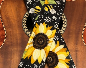 Sunflowers and Bees Ukulele Strap Ukulele Ukelele strap Ukelele Ukulele case handmade ukulele Vegan Mandolin strap Ukulele Gurt Banjolele