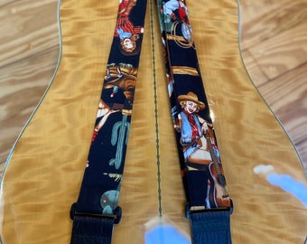 Cowgirl Country Guitar Strap Quilted Guitar strap vegan Acoustic guitar Handmade guitar strap vegan leather handmade acoustic guitar strap