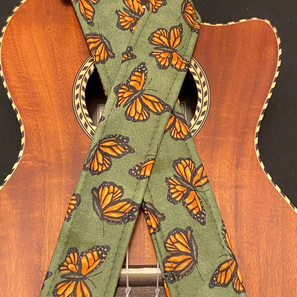 Monarch Butterflies Ukulele Strap Ukulele Ukelele strap Ukelele Ukulele case handmade ukulele Vegan Ukulele Gurt Banjolele