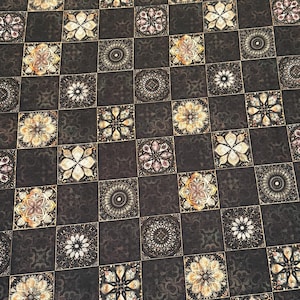Dan Morris Fabric for QT Fabrics Checkmate Black Checkerboard Medallion Quilting Treasures By the Yard