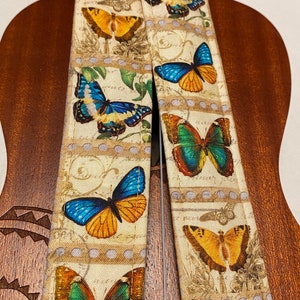 Vintage Butterflies Ukelele Strap Ukelele Handmade Ukulele Banjolele Banjo Strap Ukulele Strap Hands-Free, Vegan Leather, Handmade in MA image 4