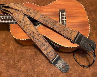 Dark Notes Ukulele Strap Ukelele Strap Ukulele Uke Strap Banjolele Banjo Strap Ukulele Strap Vegan Leather Handmade in Massachusetts