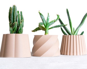 Wonderful Set of 3 Plant Pot | Succulent Planter Set | Wood Plant Pot | Desk Planter | Indoor Planter Gift