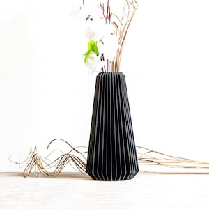 Vase für getrocknete Blumen , Blumenvase mit Wassertank , Kindervasen , Wohnkultur , Geschenkidee , Modell MELBOURNE BLACK EBONY