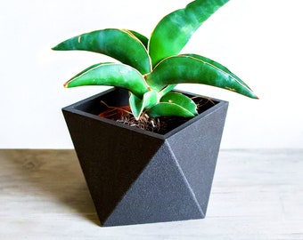 Planter Pot , Succulent Planter , Flower Vase, Minimal Home Decor, Nursery Pots , Plant Holder, Pla WOOD, NEWYORK EBONY model, 3D Print
