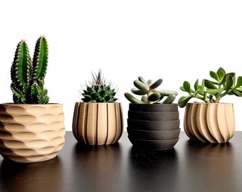 SET Succulent Planter , 4 Planter Pots for succulent and cactus, Indoor Wood Planter set , Succulent Pots , Wood Planter Gift