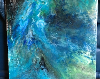 Blu Acrilico Fluido Arte Pittura