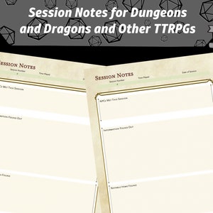 DIGITAL D&D Session Notes Booklet, Dungeons and Dragons Accessories, Gifts for DND Players, DnD Digital Download for Gamers, DnD Session