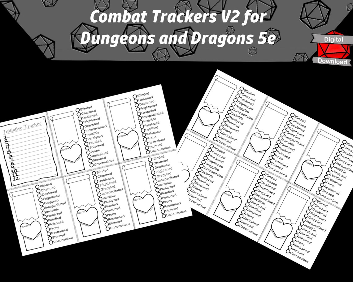 D&D Combat Trackers Package for Dungeon Masters and Dnd Players ...