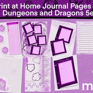 Dungeons and Dragons Campaign Journal, Purple Campaign Diary, DND Printable Journal, Digital Download, D&D Character Sheet 5e, d en d
