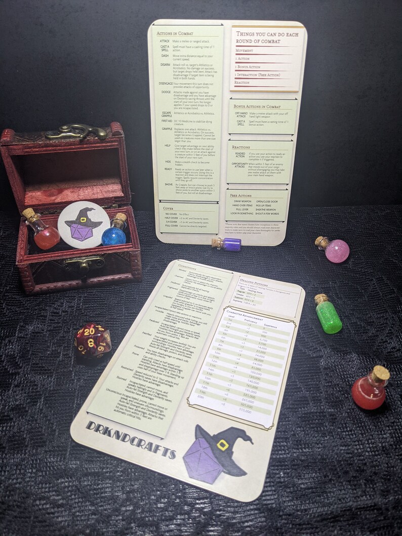 D&D Quick Reference Character Sheet, Dungeons and Dragons Gifts, DnD Dungeon Master DM Screen, D and D Gifts for Players, DnD Accessories image 3