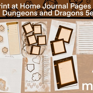 Dungeons and Dragons Tagebuch, Braunes Tagebuch, DND Printable Journal, Digital Download, D&D Character Sheet 5e, d und d