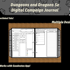 Dungeons and Dragons Digital Journal Goodnotes Original, DnD Digital Downloads, DnD Character Sheet PDF, Gifts for Dungeon Masters, DnD Gift