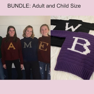 PATTERN BUNDLE- Child and Adult Sweater with Letter