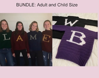 PATTERN BUNDLE- Child and Adult Sweater with Letter