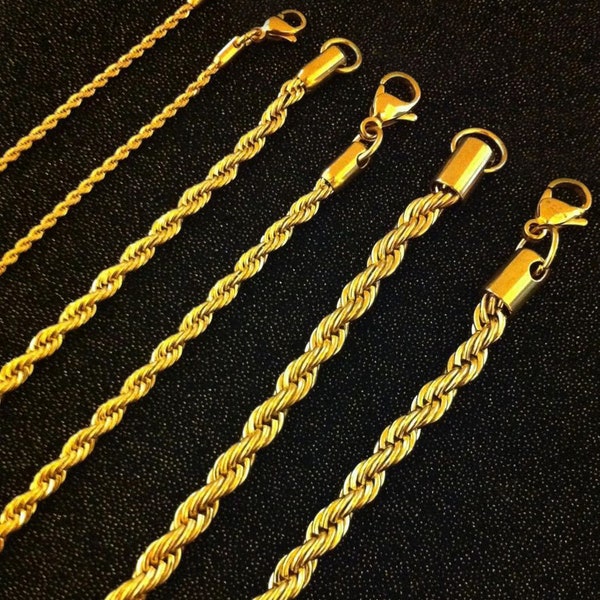 18k Gold Rope Chain Etsy