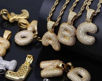 18K Gold / Weißgold überzogener Alphabet-Buchstabe-Anfangs-Anhänger mit 24-Zoll-Seil-Kette