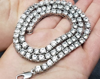 Silberne 5-mm-CZ-Diamant-Tennis-Gliederkette