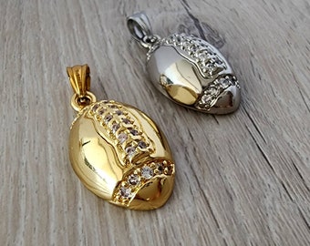 18K Gold / Weißgold überzogener Edelstahl-Fußball-Anhänger mit 60 cm Seil-Kette