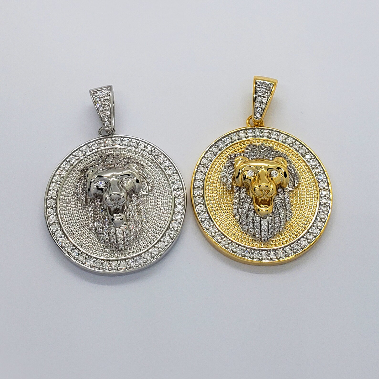 18K Gold Plated Lion Medallion Stainless Steel Pendant Rope Etsy