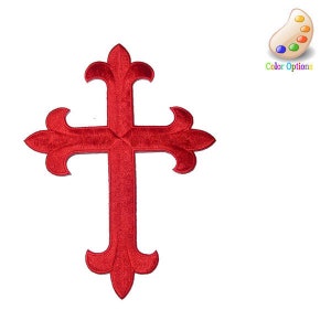 Latin Cross 6 1/4" x 4 7/8" (160mm x 124mm) Iron On Applique Patch- Many Colours Fully Embroidered UK STOCK