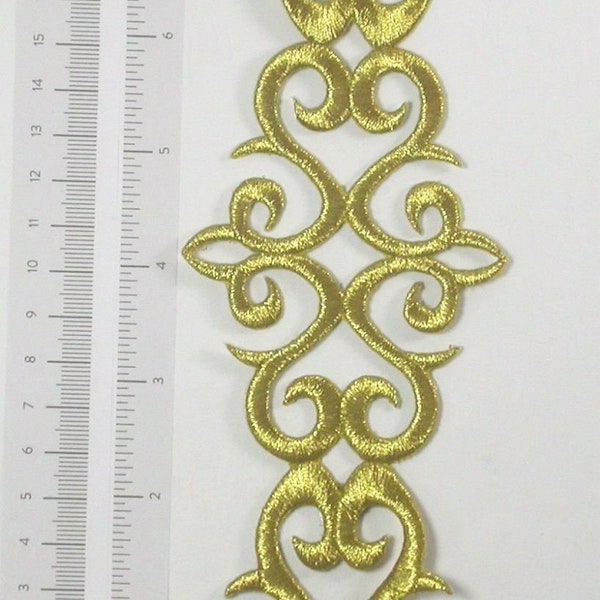 Decorative Scrollwork Metallic Gold Patch Iron on Applique x 1  (UK STOCK)