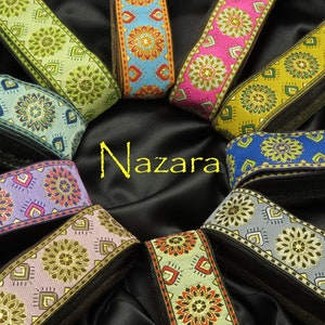 1.1/2" (38mm) 'Nazara' Jacquard Ribbon in various colours  selling by the yard (UK STOCK)