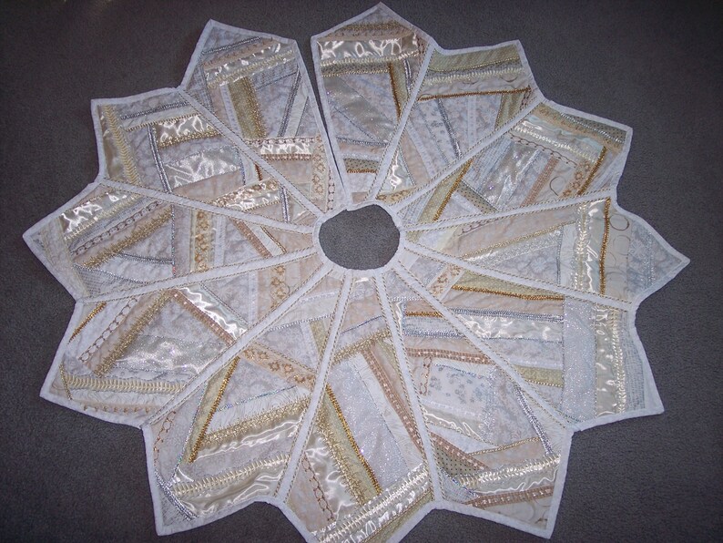 Elegant Christmas Tree Skirt in White Silver Gold and Loaded Etsy