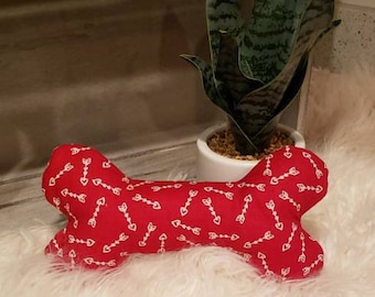 Valentine's Day Bone Toy, Fish Dog Squeaky Toy , Dog Toys, Dog Bone, Stuffed Dog Toy, Dog Toy w/Squeaker, Toy, Stuffed Bone, Handmade