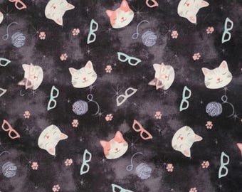 Cats Wearing Glasses Cotton Fabric