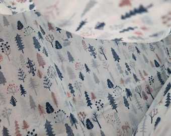 Winter Christmas Light Blue Cotton Fabric