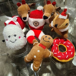 Christmas Toys, Christmas Toys Small Dog, Santa Toy, Reindeer, Snowman, candy cane plush Toy, Dog Toys, Squeaker