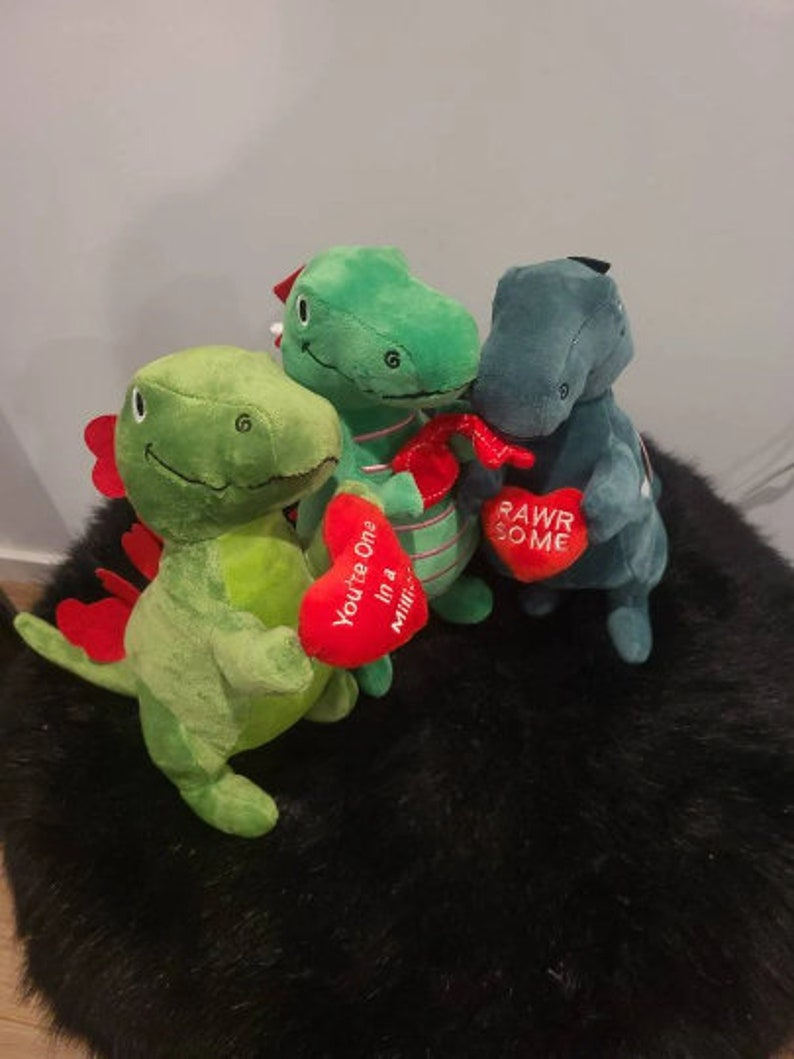 Dinosaur Dog Toys, Love Dinosaur Dogs Toy, Valentine's Day Dog Toy, Dog Plush Toy, Squeaky Toy image 1