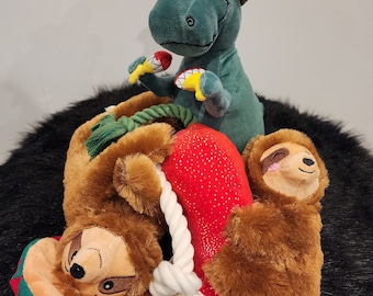Cinco de Mayo Dinosaur and Sloth Dog Plush Toy
