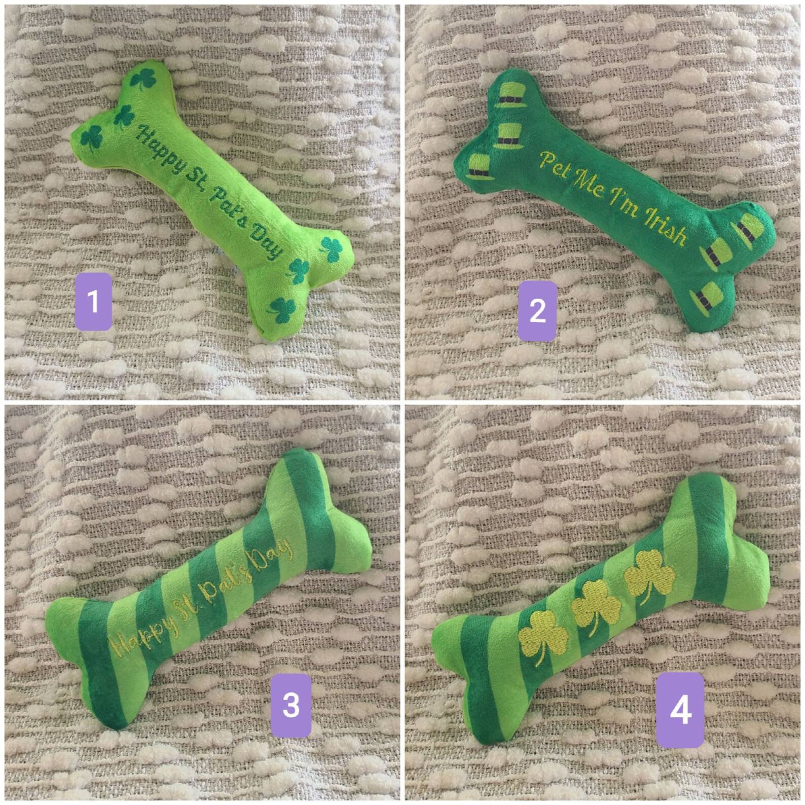 Shamrock Stuffed Dog Bone St Patricks Day Plush Dog Toy Dog Etsy