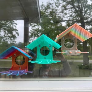 Mangeoires à oiseaux personnalisées imprimées en 3D – Design coloré à ventouse | Fabriqué aux États-Unis