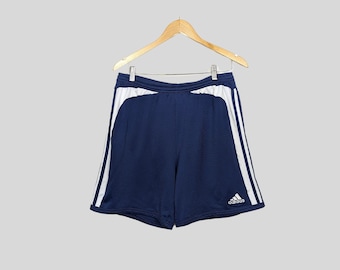 Adidas Vintage Fußball Short XL Climalite Blau Weiß