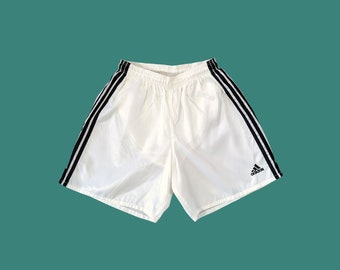 Vintage Adidas 2000er Nylon Shorts Weiß Gr. M Fußball Short