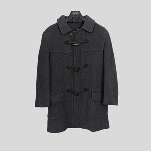 Vintage Mirko Vally duffeljas | Donkergrijze wollen jas Made in Italy | Maat M-L
